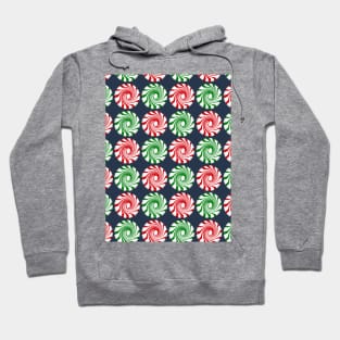 Peppermint swirls on navy blue Hoodie